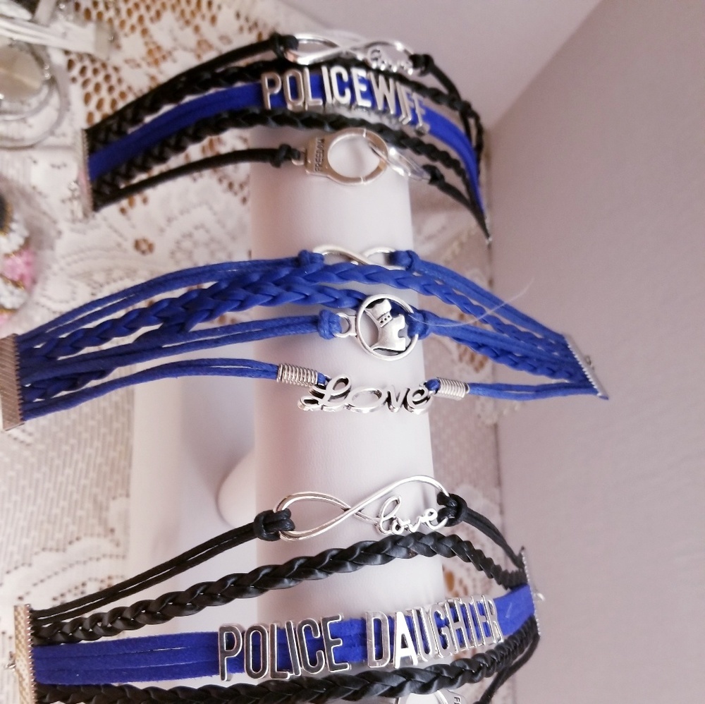 Bracelet set Infinity Police officer Daughter Blue